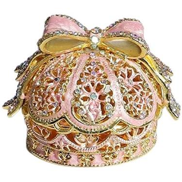 Imagem de Organizador de joias Caixa de joias Pequena caixa de joias Caixa de armazenamento de joias adequada para casamento, decoração de propostas penteadeira ou móveis para casa Caixa de joias Estojo de joia