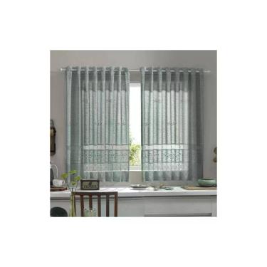 Imagem de Cortina para Cozinha Donna 280x130 cm Renda Color Pistache