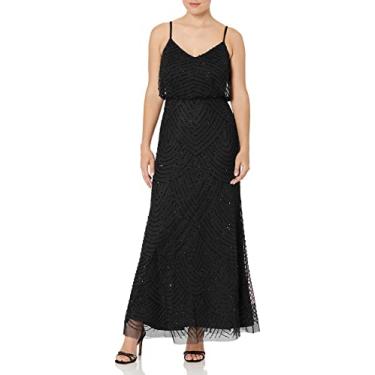 Imagem de Adrianna Papell Vestido feminino longo com contas, Preto, 44