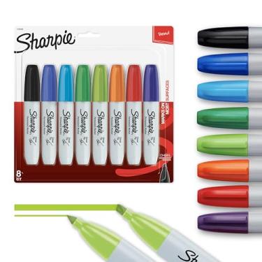 Imagem de Sharpie Marcador permanente com ponta de cinzel, cores sortidas, pacote com 8 (38250PP)