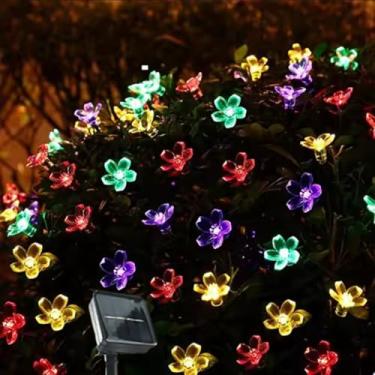 Imagem de Pisca Pisca Led Solar 9,5 Metros 50 Luzes Decoração Externa A Prova D'Agua (Flor de Cerejeira, 2,5cm)