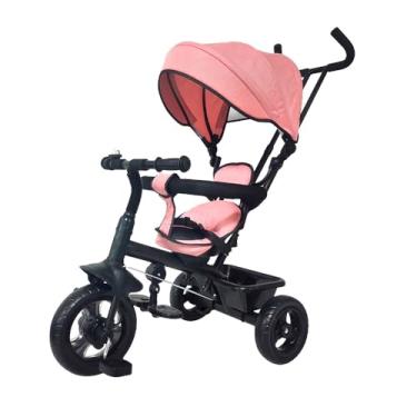 Imagem de DM Toys Triciclo Infantil com Empurrador Divertido Preto e Rosa