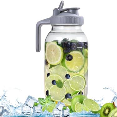 Imagem de SCIDEA Jarros de vidro de 1,8 l com tampa, jarros de água de boca larga, frascos herméticos à prova de vazamento para café frio, chá gelado, leite, armazenamento de alimentos, jarra de chá solar.