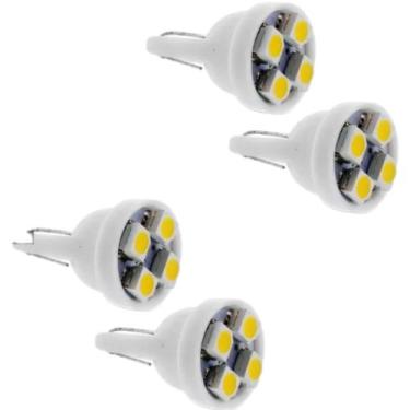 Imagem de 2 Pares Lâmpada Led Modelo Leds Branco 6000k Pingão T10 Com 4 - Mafree