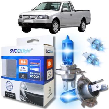 Imagem de Kit par lâmpadas super branca conector h4 8500k shocklight + par leds 