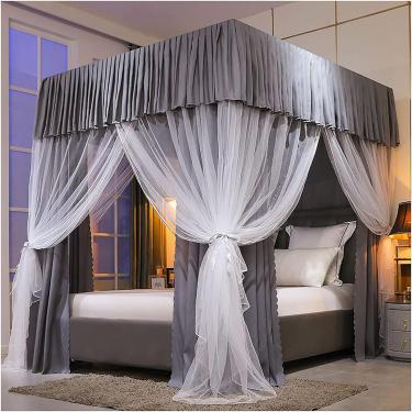 Imagem de Cortina de cama com dossel para cama de quatro dossel com suporte para sombreamento, mosquiteiro, princesa, dossel para meninas, cama king size, B., 1,5 x 2 m/4,9 x 6,6 pés