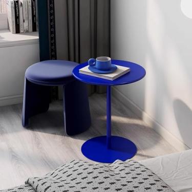 Imagem de Mesa de bar alta mesa de bistrô redonda mesa de bar de coquetel azul metal alto mesa lateral mesa de cabeceira mesa de cabeceira para cozinha, sala de estar, sala de jantar, mesa alta de pub e bistrô