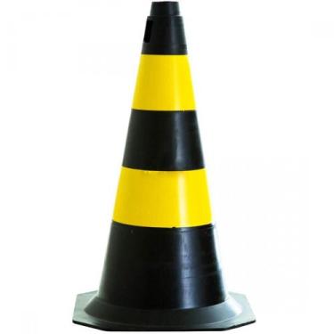 Imagem de Cone de Sinalização Preto com Amarelo - Altura 50cm - Royal