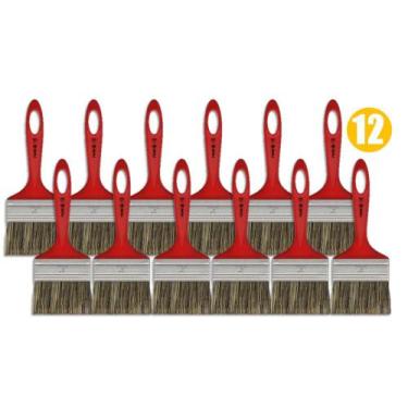 Imagem de Kit 12 Pincel Trinchas Para Pintura Tigre Media 500 2 Polegadas Cerda 