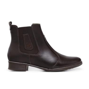 Imagem de Botas de Couro feminina Chelsea, Marrom, Solado de Borracha (café, BR, Adulto, Numérico, M, 33)