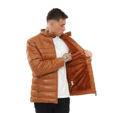 Imagem de Jaqueta Masculina Bomber Couro Peluciada - NXT JEANS, Caramelo, G