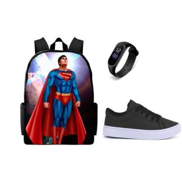 Imagem de Mochila Masculina Escolar Mais Relogio Digital E Tenis Infantil Lançam