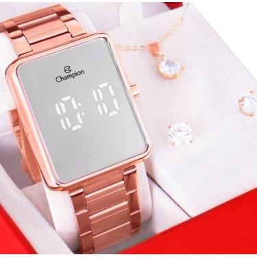 Imagem de Relógio Feminino Champion Digital Rose Espelhado CH40086Z