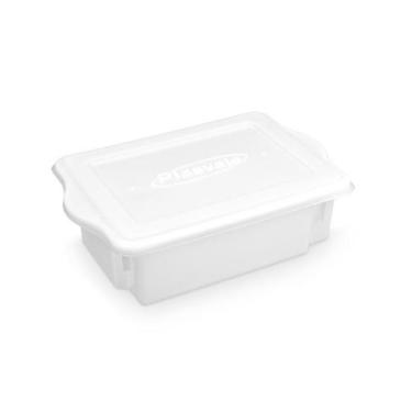 Imagem de Caixa Plástica Empilhavel 10 Litros Com Tampa Branca Plasvale, Branco