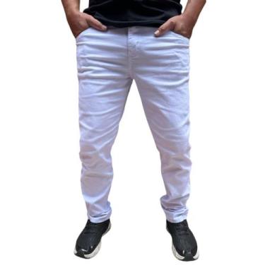 Imagem de calça masculina preta varias cores basica sarja c/elastano jeans skinn