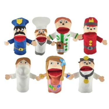 Imagem de Fantoche Das Profissões Kit Com 7 Personagens 25cm Tecido Feltro