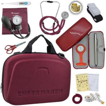 Imagem de Kit Enfermagem Estagio Super Luxo Maleta Incoterm - Love Saúde, Cinza