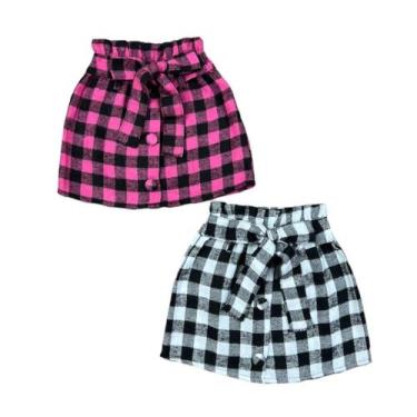 Imagem de Combo 2 Saias Infantil Modinha Roupa Xadrez De Blogueirinha - Ak Fashi