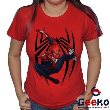 Imagem de Baby Look Homem Aranha 100% Algodão Vingadores Geeko, Vermelho aranha 