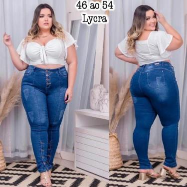 Imagem de Calça plus size jeans laycra moda gg 46 48 - Onplus modas oficial