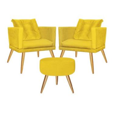 Imagem de Kit 02 Poltrona Com Almofada e Puff Lucia Confort Sala Recepção Escrit