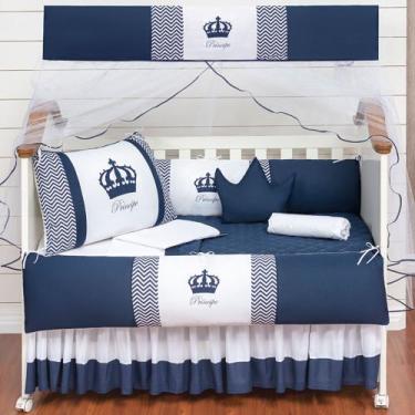 Imagem de Kit enxoval de berço com lençol de algodão 12 peças baby coroa - Bruce