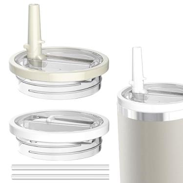 Imagem de Miavers Pacote com 2 tampas de 1,134 g para copo Stanley Quencher, tampa de copo à prova de vazamento e resistente a derramamentos, conveniente capa de copo aplicável ao copo Stanley de 1,134 g (bege