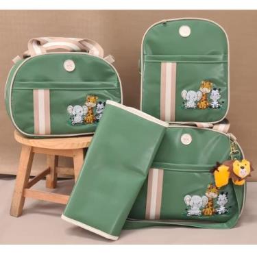 Imagem de kit bolsa maternidade safari com mochila e trocador - mk baby, Verde