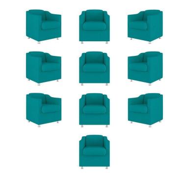 Imagem de Kit 10 Cadeira Poltronas Decorativas Recepção Clinica Suede Cor:azul Turquesa