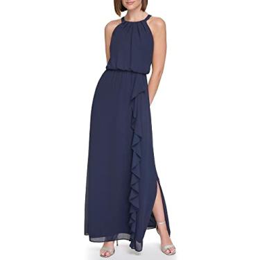 Imagem de Jessica Howard Vestido feminino plus chiffon sem mangas - convidado de casamento, Azul marino, 17 Plus Size