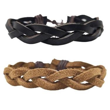 Imagem de Kit 2 Pulseira Masculina Bracelete Casual Trançado Ajustável - PENDULA