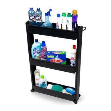 Imagem de Prateleira Organizador Multiuso Com Rodízios Carrinho Preto - algel or