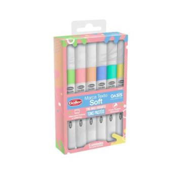 Imagem de Kit Marca Texto Soft Tend Cores Pastéis e Neon Escrita Super Macia Oas
