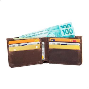 Imagem de Carteira Masculina em Couro Porta Cartão e Notas Modelo Slim - Pampas 