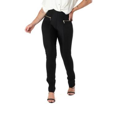 Imagem de Calça Feminina Skinny Com Suede Zíper e Bolso Look Arrasador Mulheres 