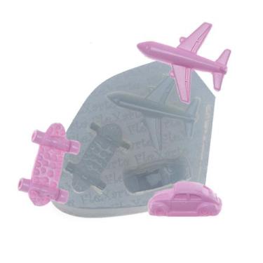 Imagem de Molde De Silicone 057 - Brinquedos Skate Fusca Avião - Jogos - Flexart