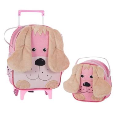Imagem de Kit Mochila De Carrinho Infantil Bichinho G + Lancheira - Suporte Lanc