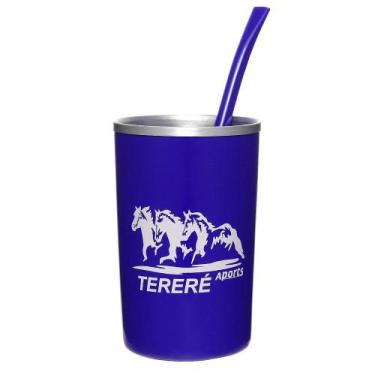 Imagem de Copo para Tereré Azul de Alumínio Revestido em Plástico com Bomba Rode