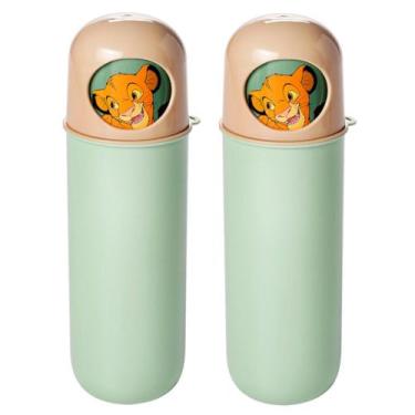 Imagem de Kit 2 Potes Multiuso Rei Leão Simba Infantil Estojo Guarda Pasta Escov
