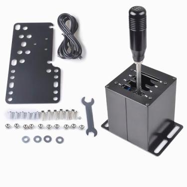 Imagem de CNRAQR PC USB Simulator Shifter 7+R H Gear Shifter with Desk/Chair Mount Bracket Plate for Gear shift PC Windows Steering Compatible with Logitech G29/G27/G25/G920, T300RS/GT Wheel