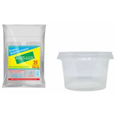 Imagem de Kit Pote e Sobretampas 250ml PP Rioplastic 100 unidades 4 pct x 25 und