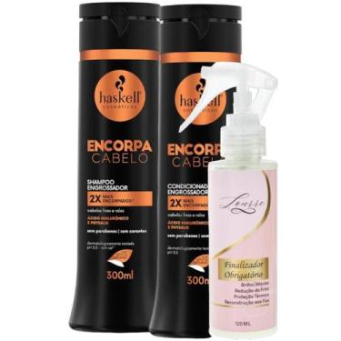 Imagem de Kit Encorpa Cabelo Shampoo + Cond 300ml Haskell + Finalizador Obrigató