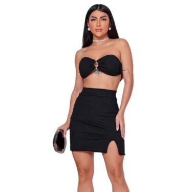 Imagem de Conjunto Cropped Feminino com Saia em tecido laurel - Missatti, Único,