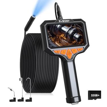 Imagem de SVBONY Câmera de endoscópio SM501 com luz, câmera de esgoto com tela IPS HD de 4,3 polegadas, cartão TF 32G, endoscópio semi-rígido de cobra de 5 metros, à prova d'água IP67 com 8 luzes LED, gravação