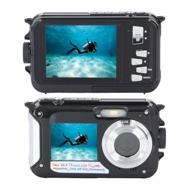 Imagem de Câmera Digital à Prova D'água, Câmera de Roupa íntima 2.7K 48MP, Câmera à Prova D'água de Tela Dupla Selfie Com Foco Automático, Câmera Digital Compacta à Prova D'água Com Zoom