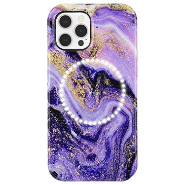 Imagem de Case-Mate LuMee Capa de selfie com iluminação Halo para iPhone 12 Pro Max (5G) - Iluminação frontal e traseira - 16,7 cm - Mármore roxo