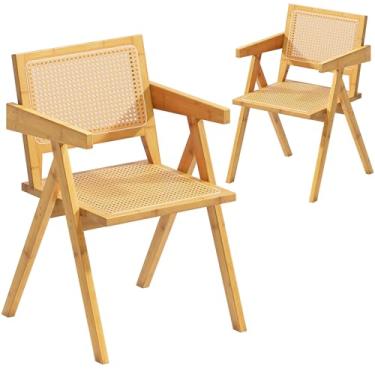 Imagem de Youpehom Conjunto de 2 cadeiras de jantar de vime
