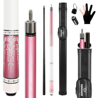 Imagem de HomeSeason Taco de piscina de fibra de vidro 147.3 cm bastão de sinuca profissional 12,7 mm ponta de 4 camadas bastão de taco de baixa deflexão, com bolsa de couro 3 x 8/8 pinos de junta, ultra-suave,