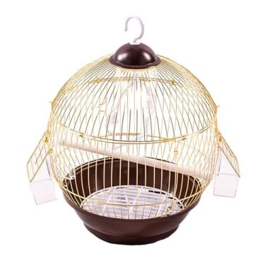 Imagem de Gaiola suspensa Suporte Gaiola Casa com tigela de comida Suprimentos para animais de estimação Gaiola Gaiola para pássaros para araras Canários, Ouro