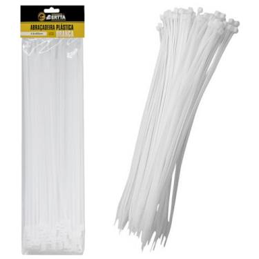 Imagem de 2 Pacotes Com 50 Abraçadeira Lacre De Nylon Enforca Gato Cinta Plástica 4,8 x 400mm Fita Hellerman 40cm Branco 100un